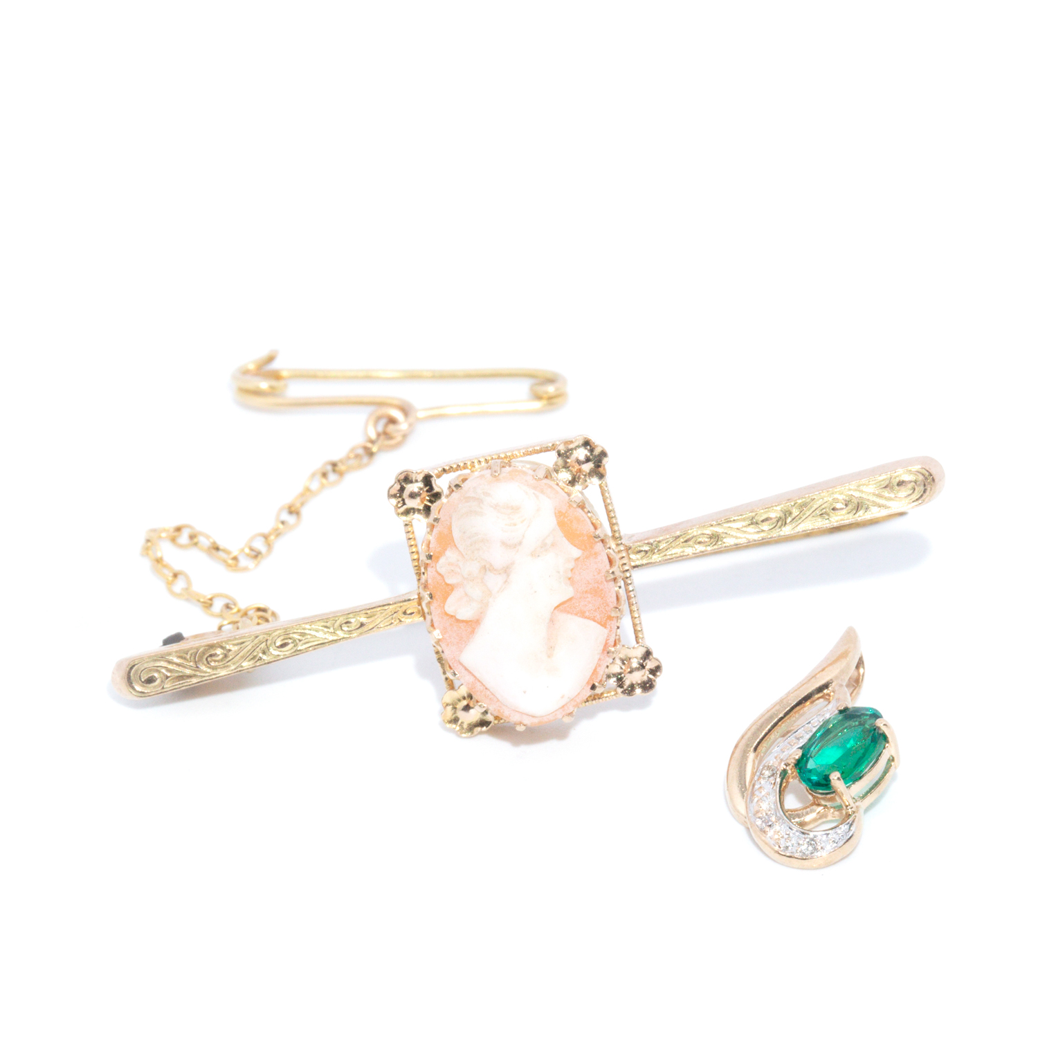 Cameo & Synthetic Gemstones 9ct Gold Jewellery Lot