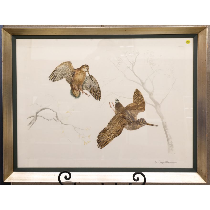 Eugene Leliepvre (de Marcillac) Flying Birds French Etching Framed 27''x35''