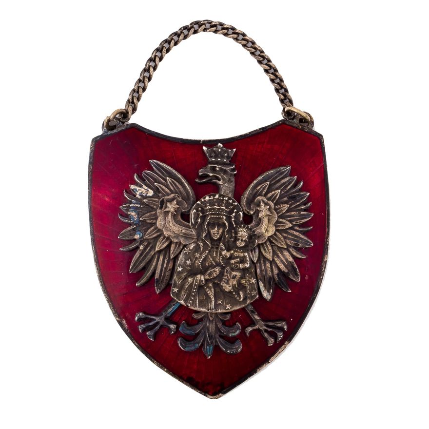 Ryngraf z Matką Boską  Częstochowską i orłem w koronie, Polska, przed 1945 r.