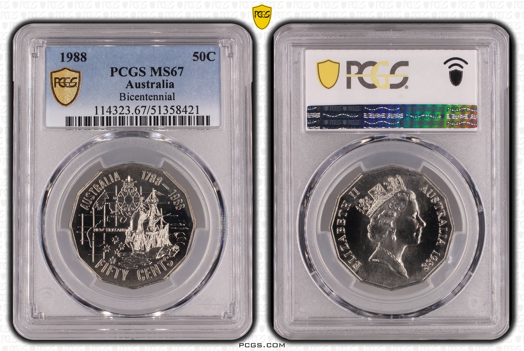 Bicentennial, Fifty Cent, 1988, PCGS MS67