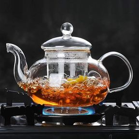 Fructus Borosilicate Glass Teapot with Infuser 4 Mugs Transparent 5 Pack XL |