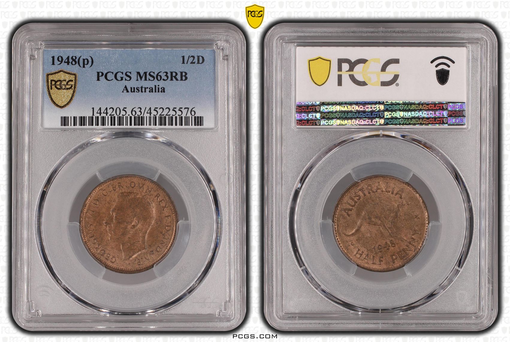 1948(p) Australia Half Penny PCGS - MS63RB -576