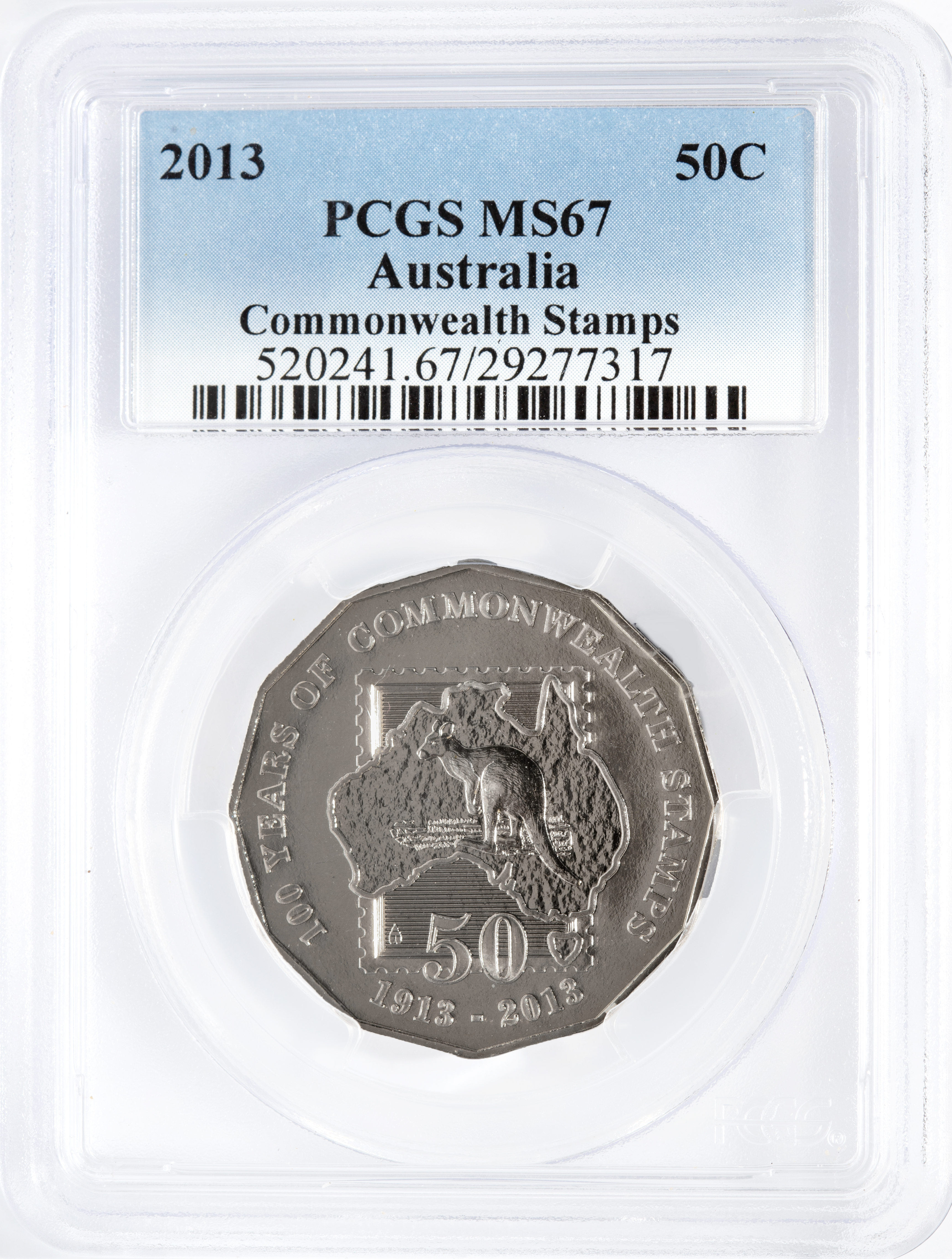 Commonwealth Stamps, Fifty Cent, 2013, PCGS MS67