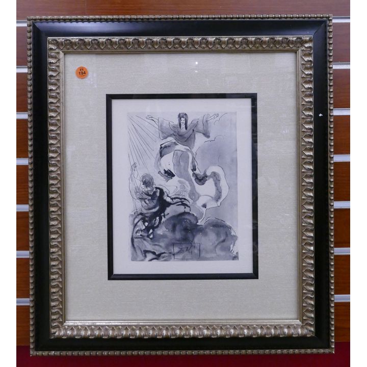 Salvador Dali 'The First Sphere' Etching on Rives Paper Framed w/ COA- 21x19''