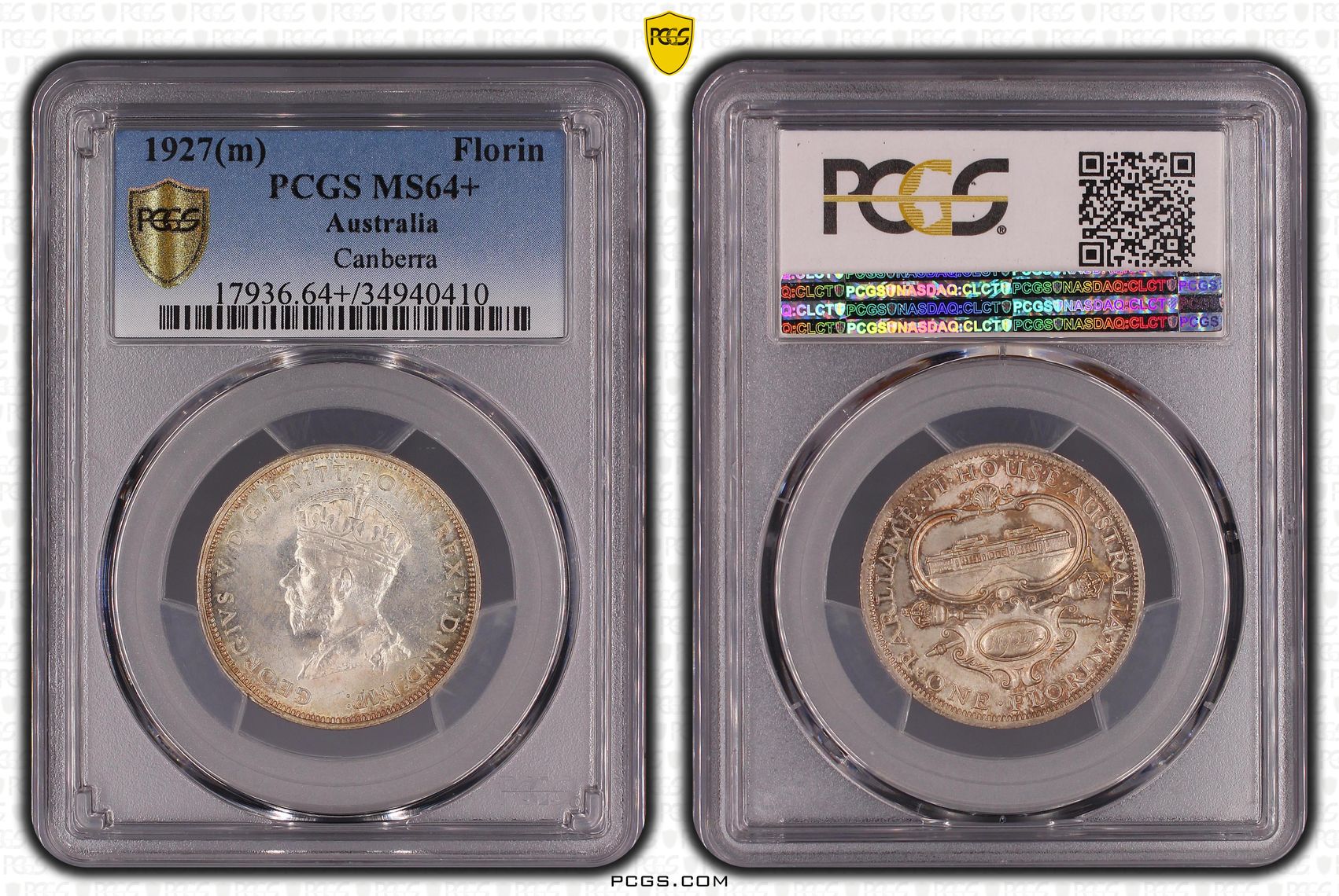 1927(m) Australia Florin Silver Canberra PCGS - MS64+ -410