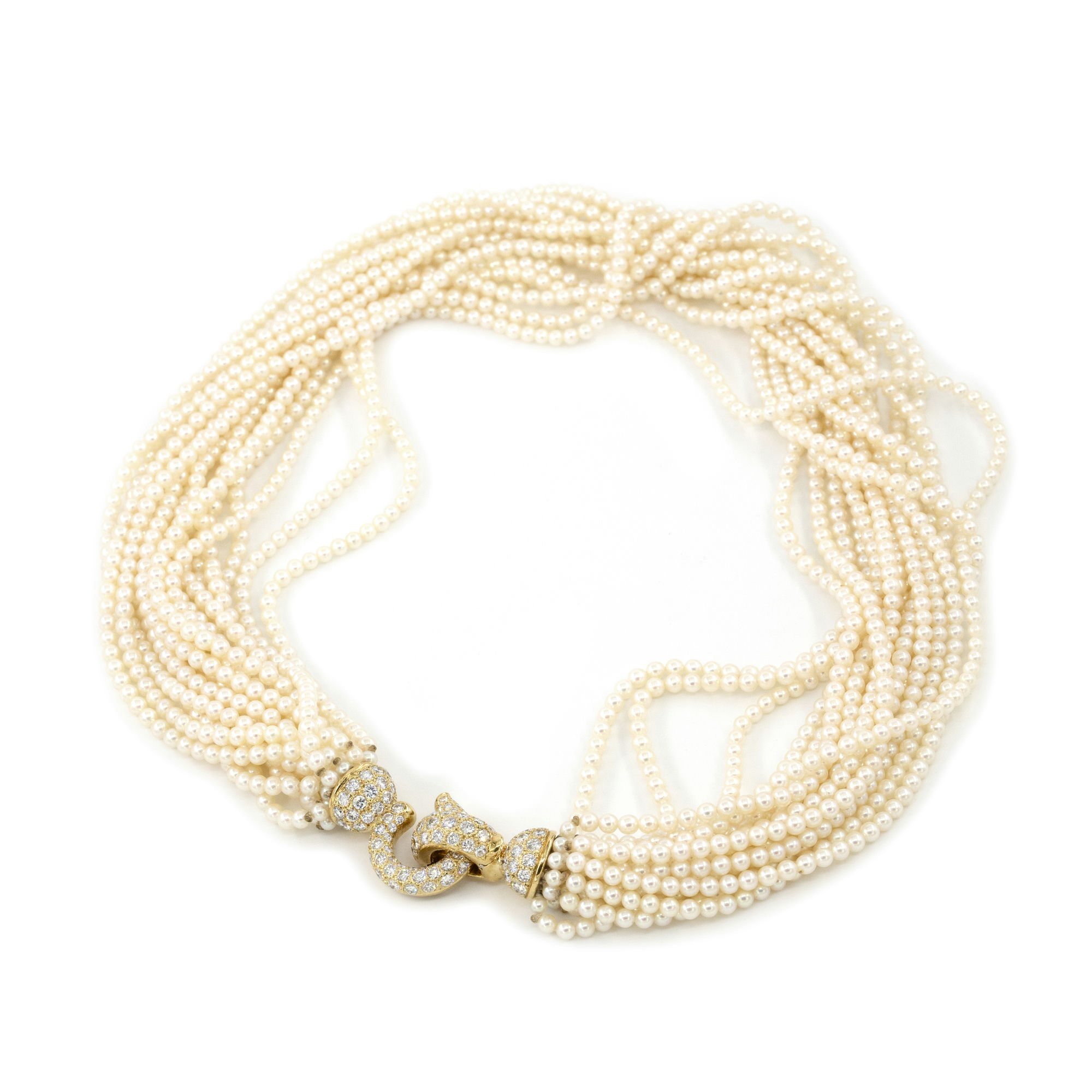 Cartier Diamond & Pearl Necklace with Box,