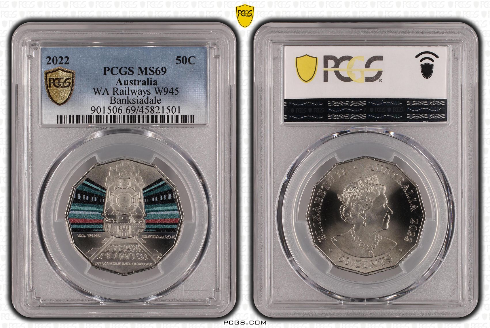 WA W945 Banksiadale, Fifty Cent, 2022, PCGS MS69