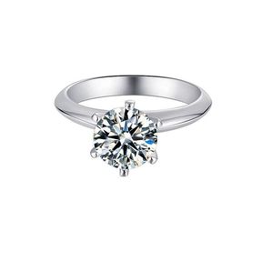 Solitaire Tiffany 6 Claw Setting 2.00ct Moissanite Engagement Ring Silver J 1/2|