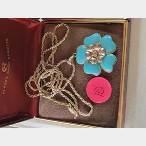 Sterling rope chain necklace and flower pendant