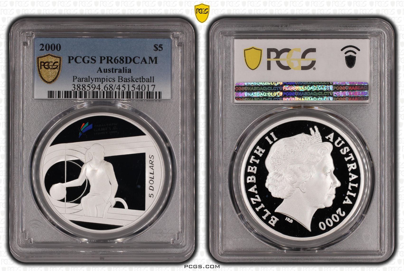 Elizabeth II, Paralympics Basketball , Five Dollar, 2000, PCGS PR68DCAM