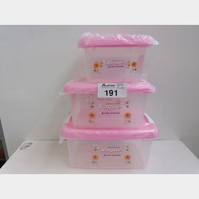 3 PIECE FOOD STORAGE CONTAINERS (PINK) - PLASTICE FOOD STORAGE CONTAINERS / AIRTIGHT