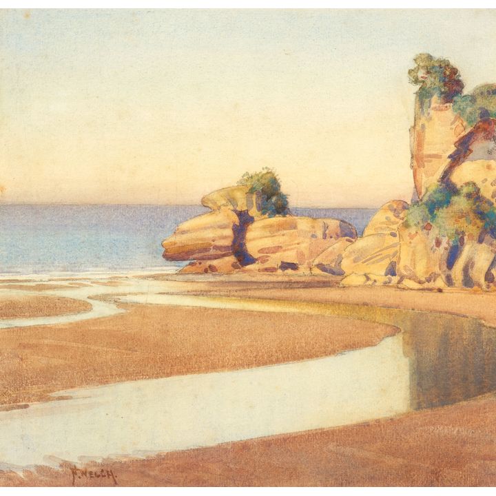 Nugent Welch 'Untitled – View of the Beach with Rocky Outcrop'
