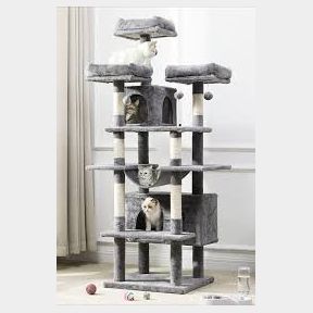 51684/62-185cm Large Cat Scratching Post Tower Jungle Gym with Dangling Mouse Stand - BI