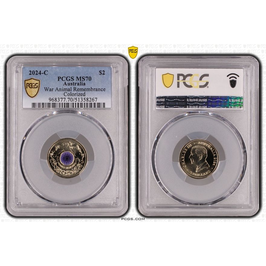 War Animal Remembrance Colorized, Two Dollar, 2024-C, PCGS MS70
