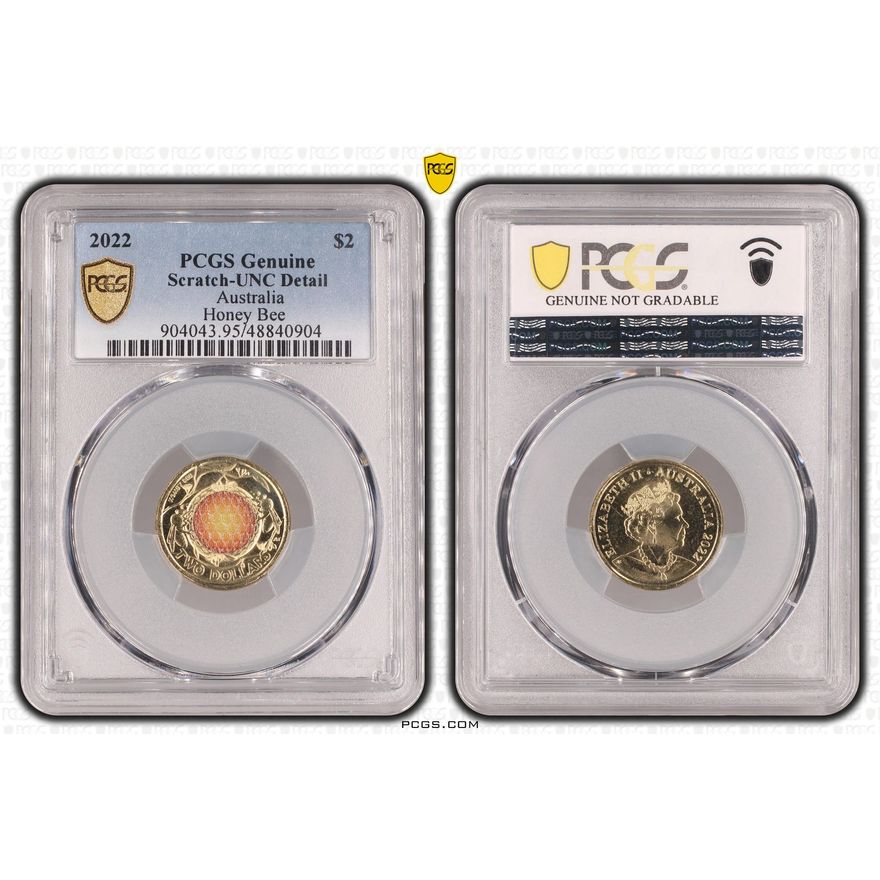 Honey Bee Colorized, Two Dollar, 2022, PCGS Genuine  - UNC Details (95 - Scratch)
