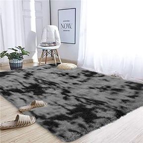140 x 180cm Plush Three Tone Fluffy Carpet Shaggy Foldable Rugs Grey |