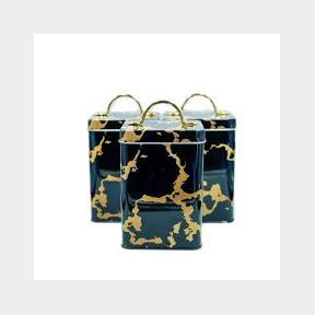Royal Homeware 3 Piece Marble Color Canister Set (Tea Coffee Sugar) - Black Gold Marble Print - Bar 9901060748066-51748/8777