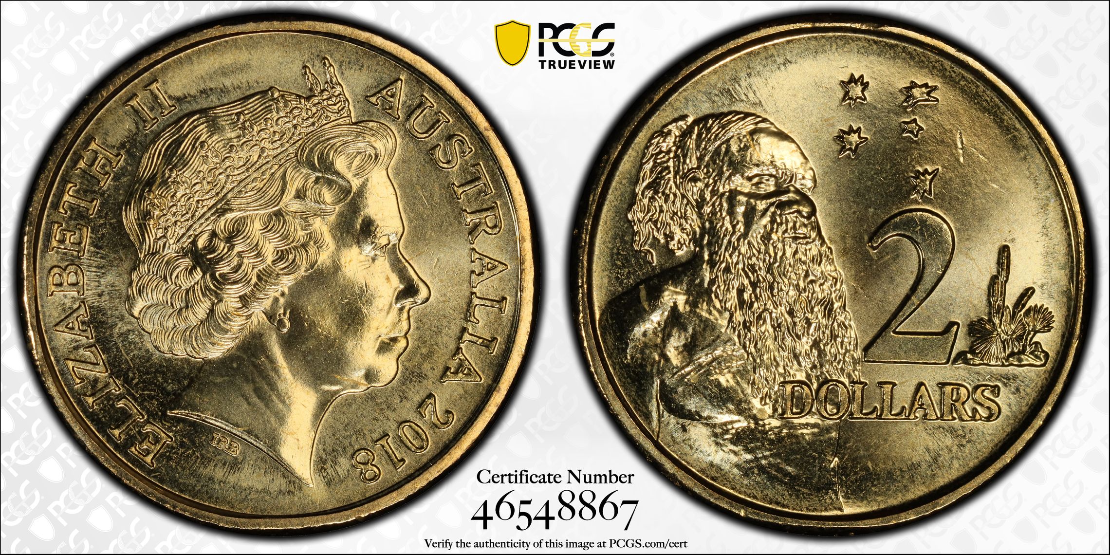443 · Elizabeth II, 4th Portrait , Two Dollar, 2018, PCGS MS66
