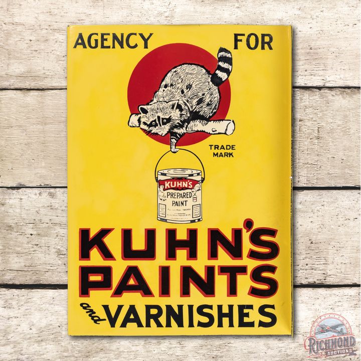 Agency for Kuhn's Paints & Varnishes Porcelain Flange Sign