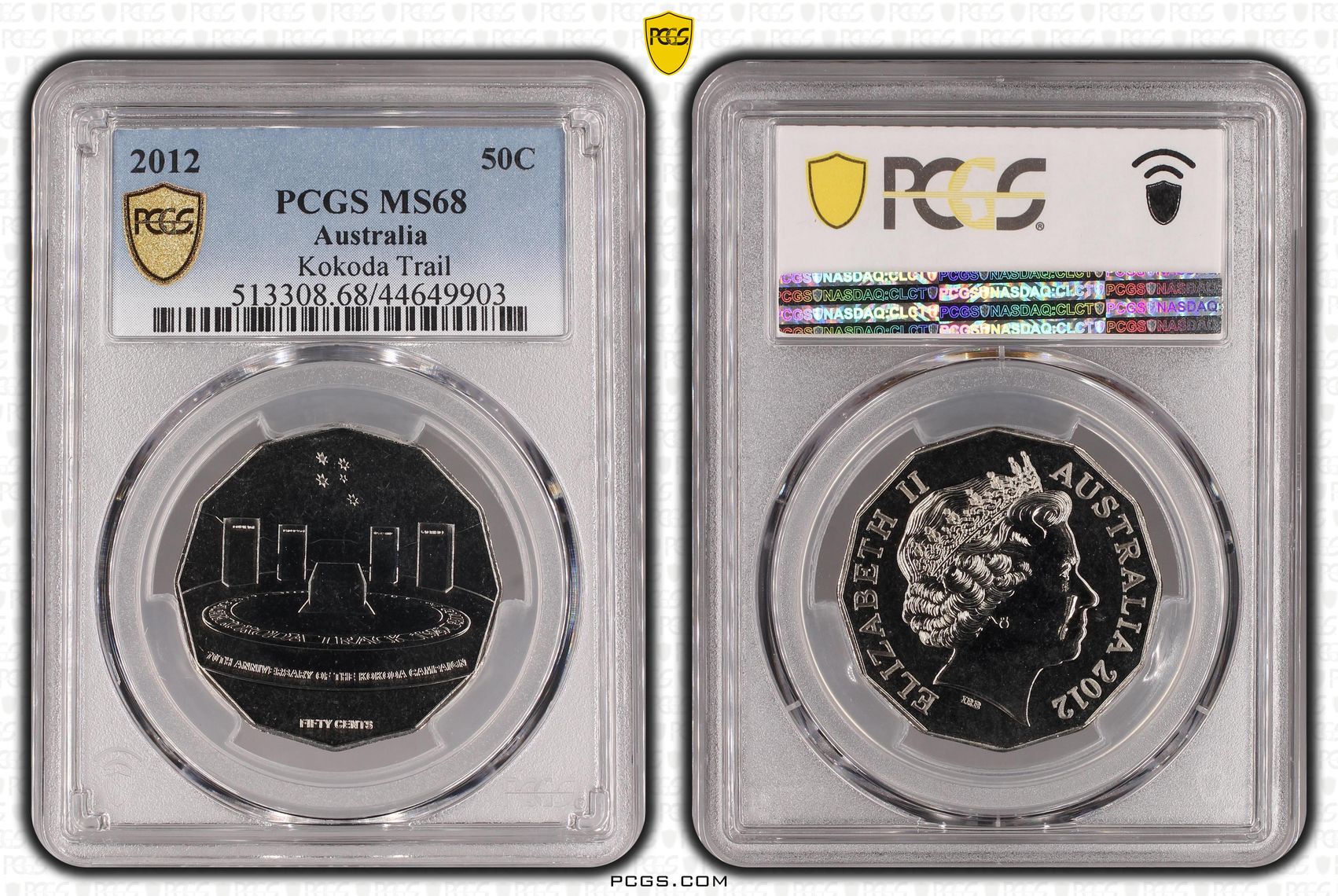 2012 Australia Fifty Cent, 50c Kokoda Trail PCGS - MS68 -903