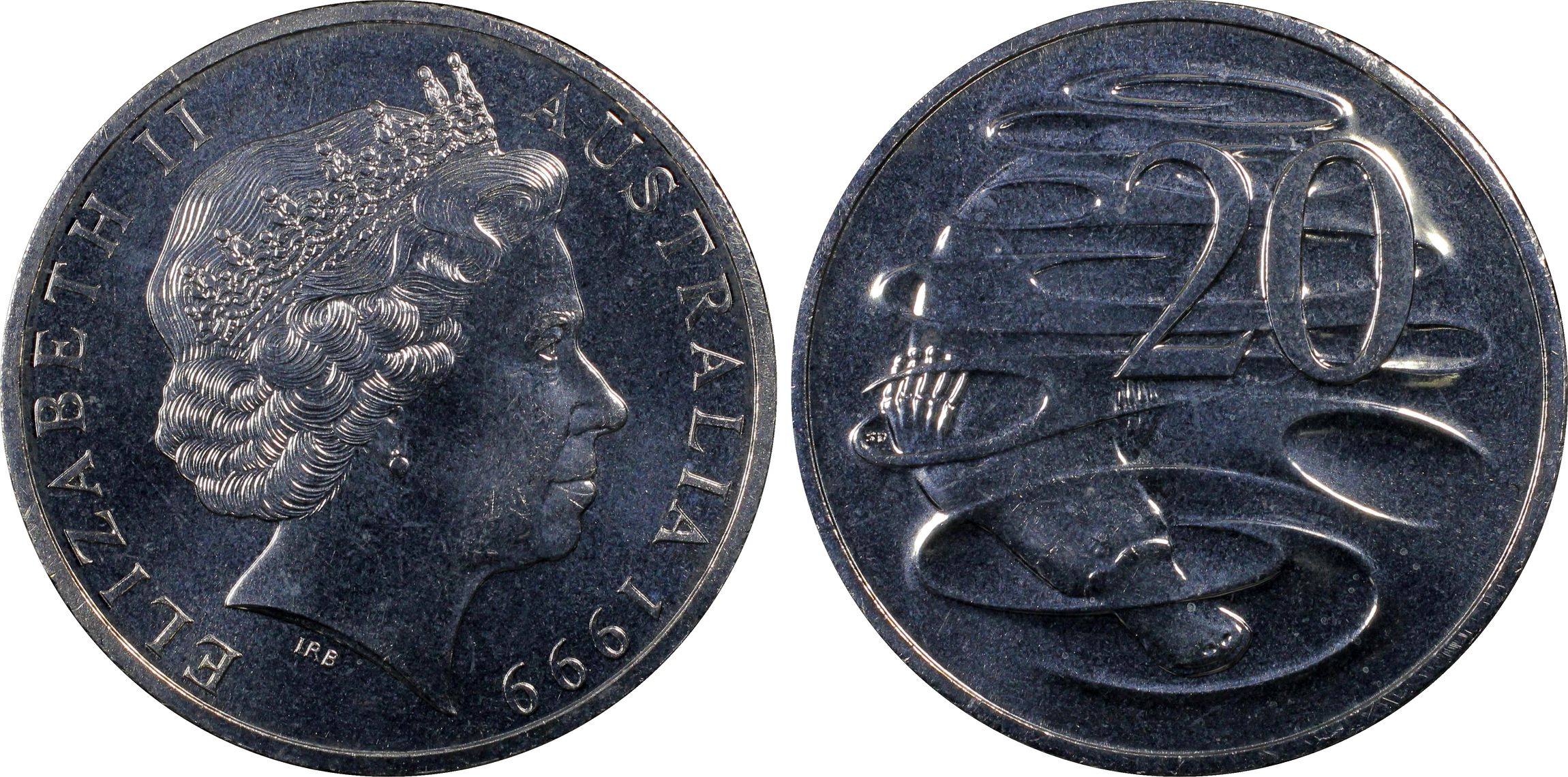 Elizabeth II, Twenty Cent, 1999, PCGS MS66