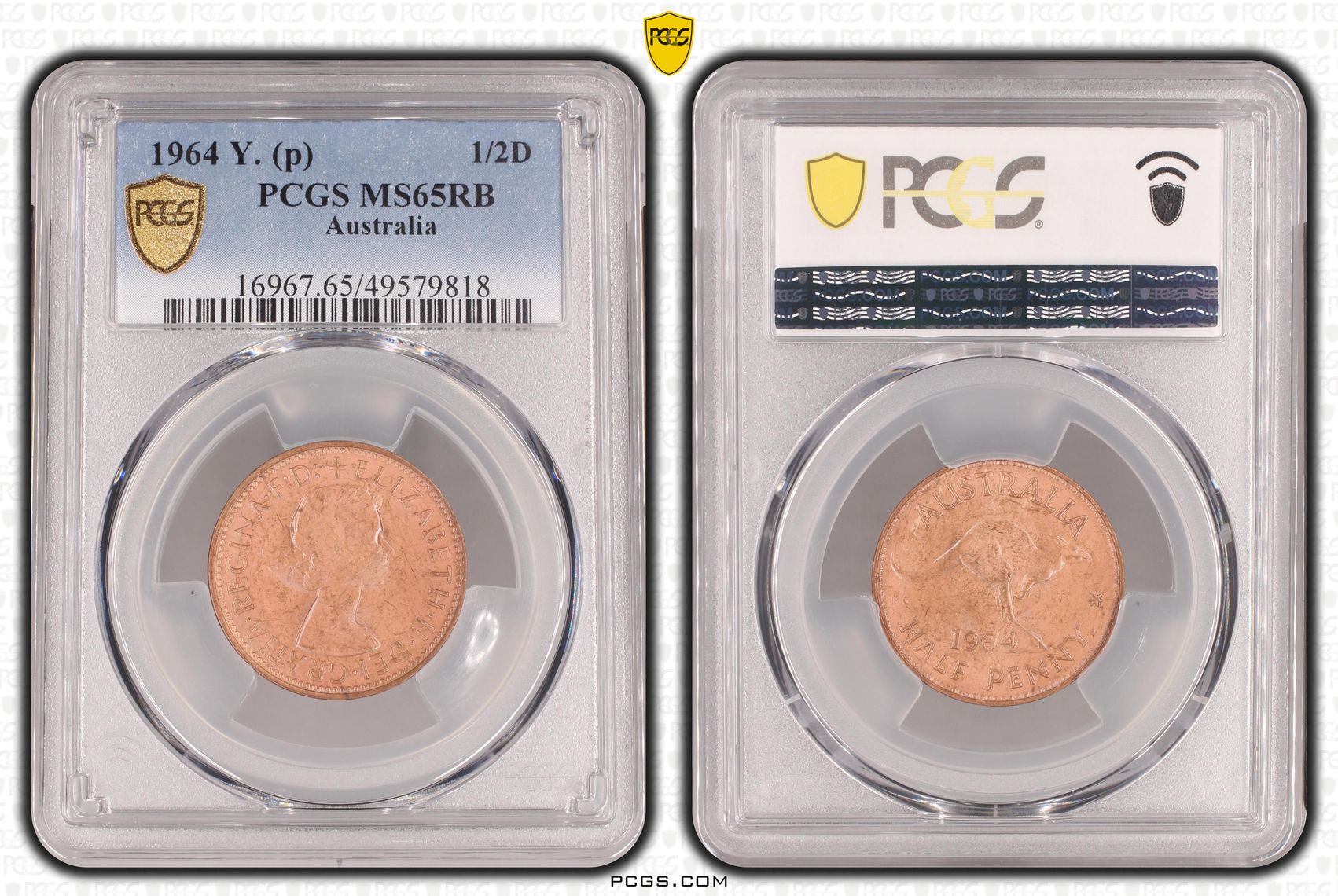 Halfpenny, 1964, PCGS MS65RB