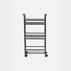 3 Tier Trolley with Bamboo Handles Matte Black | INCOMPLETE / NO WHEELS / NO SCREWS / 1 RACK MISSING