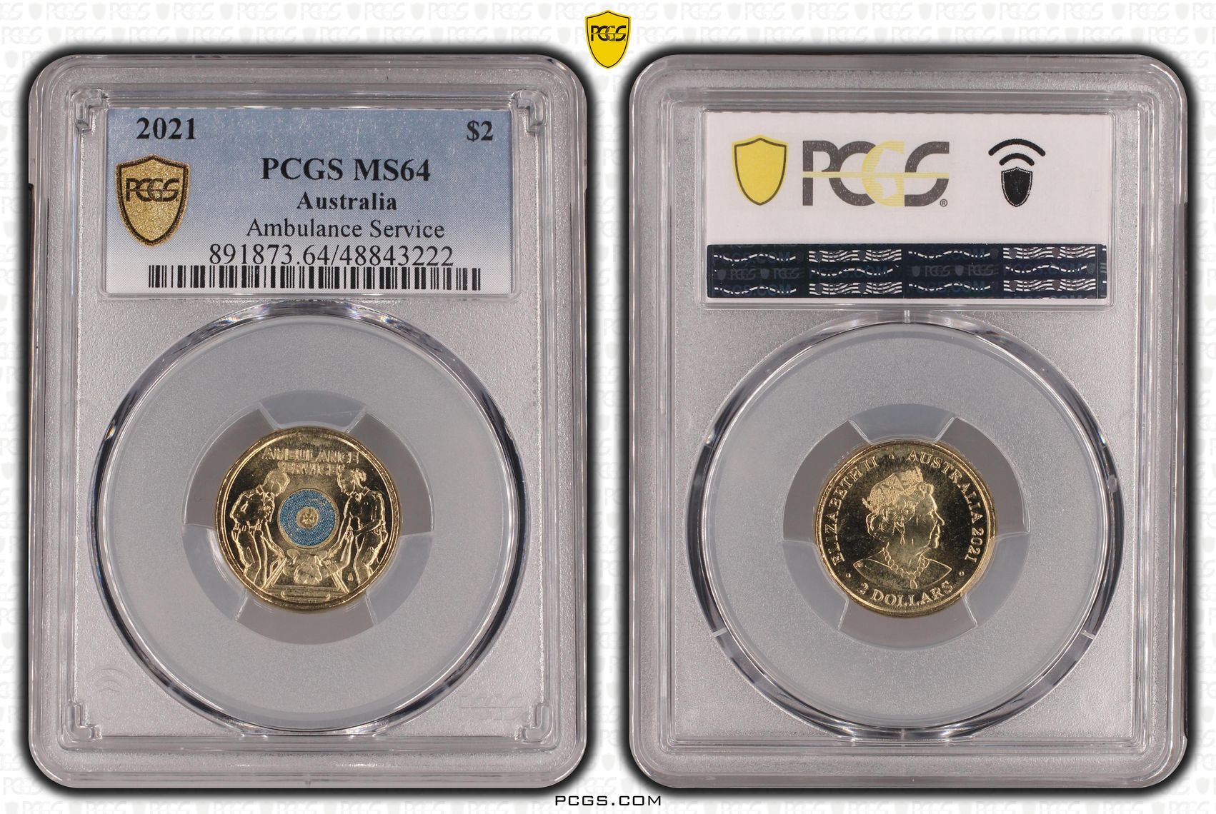Elizabeth II, Ambulance Service - Colorized , Two Dollar, 2021, PCGS MS64