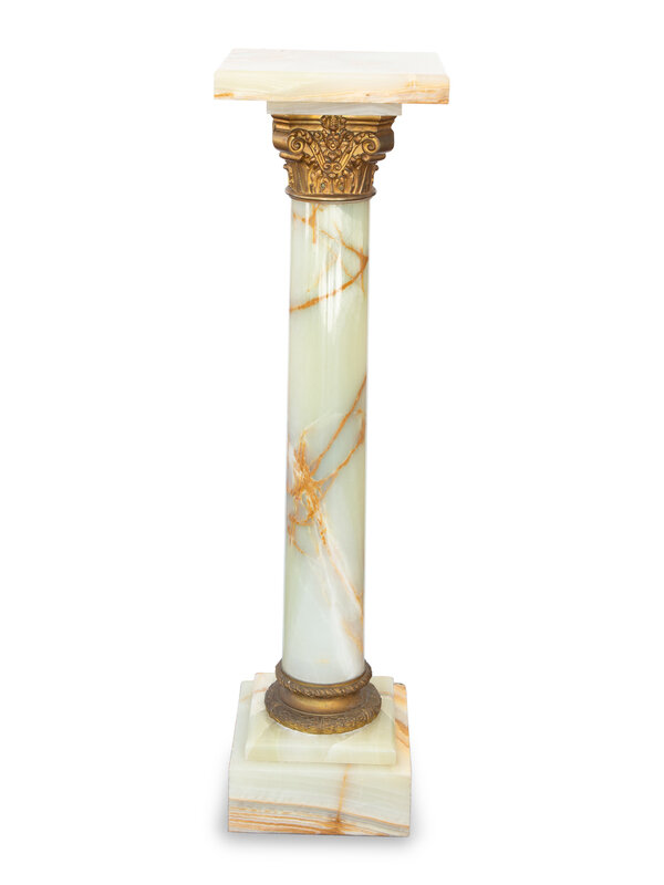 A Gilt Metal Mounted Green Onyx Pedestal