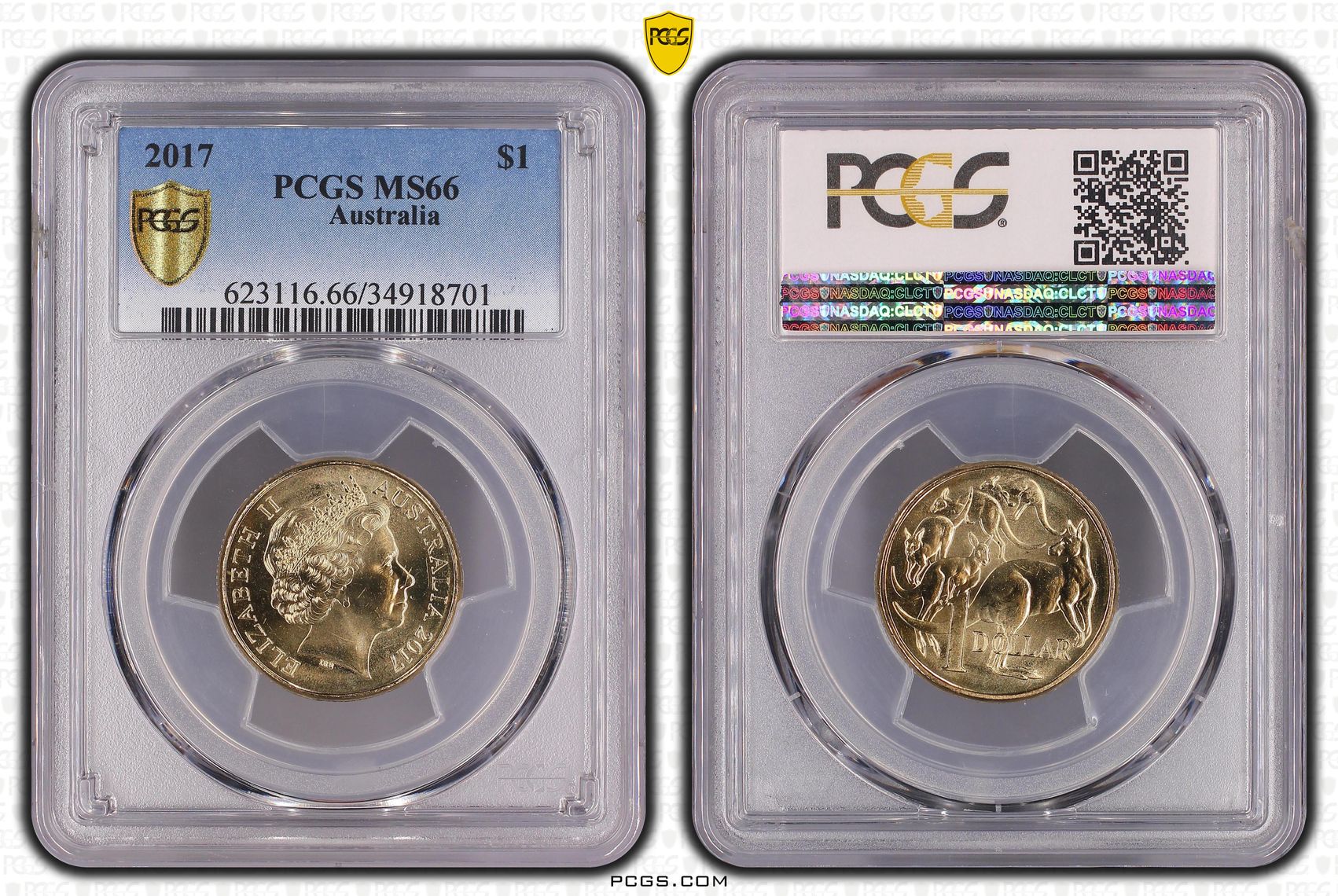 2017 Australia One Dollar, $1 PCGS - MS66 -701