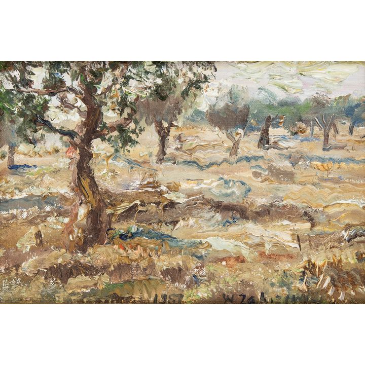 Włodzimierz Zakrzewski | Pejzaż z drzewami oliwnymi, 1987 r.