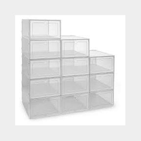 12 Pack Thickened Clear Plastic Stackable Shoe Organizer Containers - 12 Pack Thickened Clear Plastic - 51745/19029 SN B1 (S7)