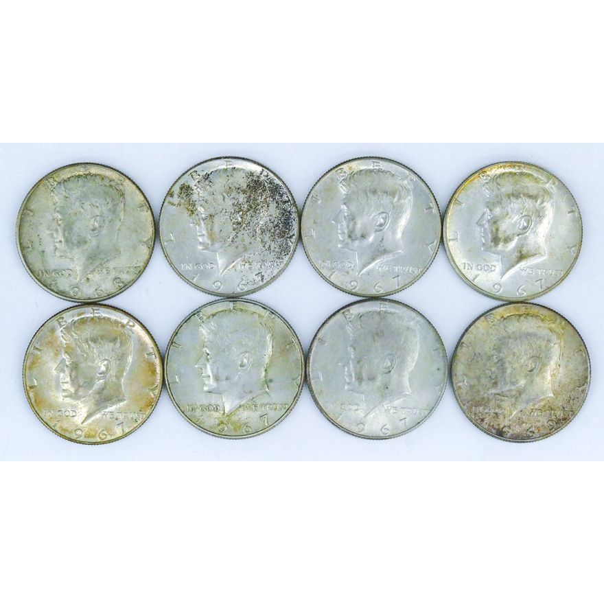 Box 8pc US Kennedy 40% Silver Half Dollars