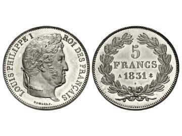 France, Restoration, Louis-Philippe I, 1830-1848, 1 Franc 1831