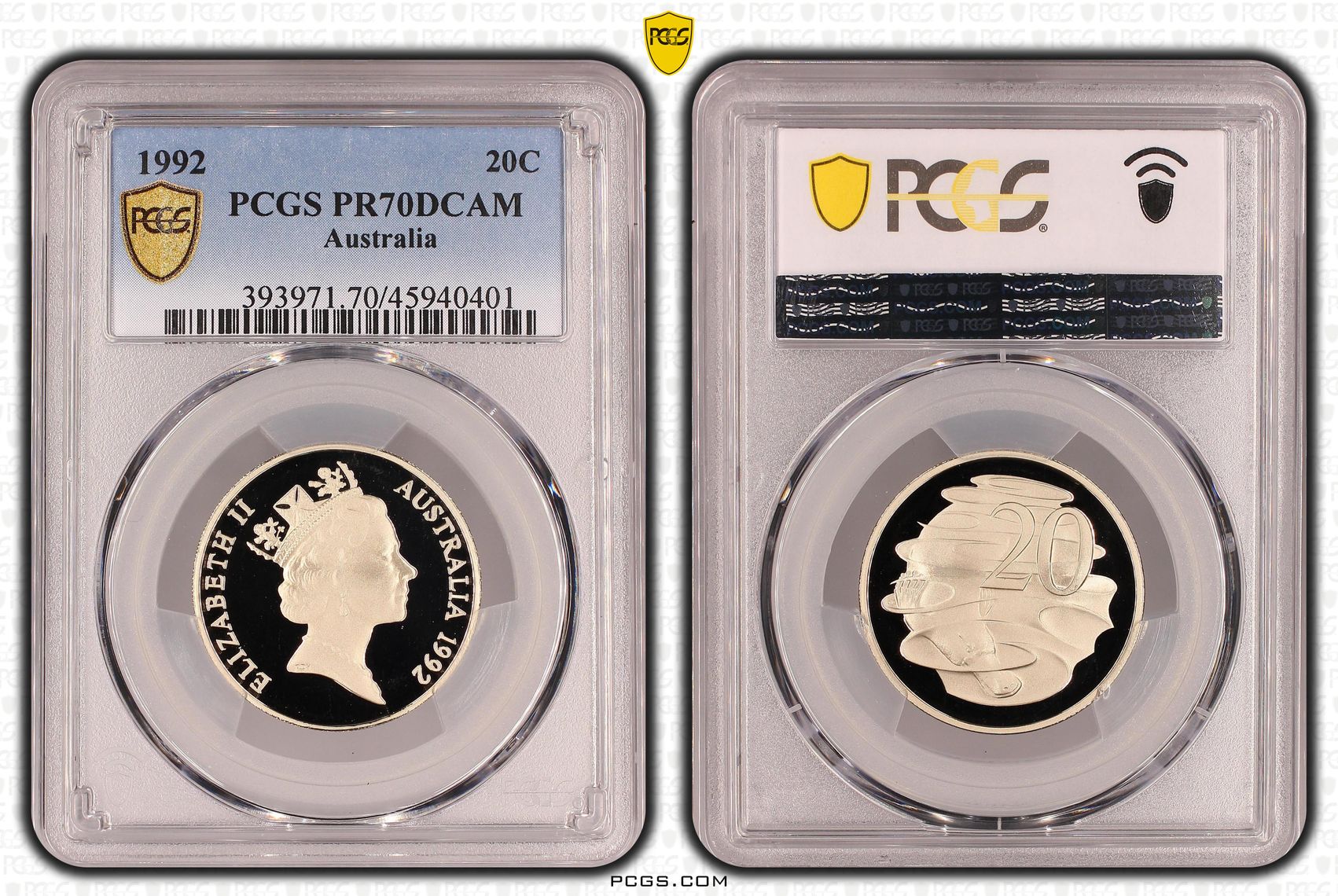 Elizabeth II, Twenty Cent, 1992, PCGS PR70DCAM