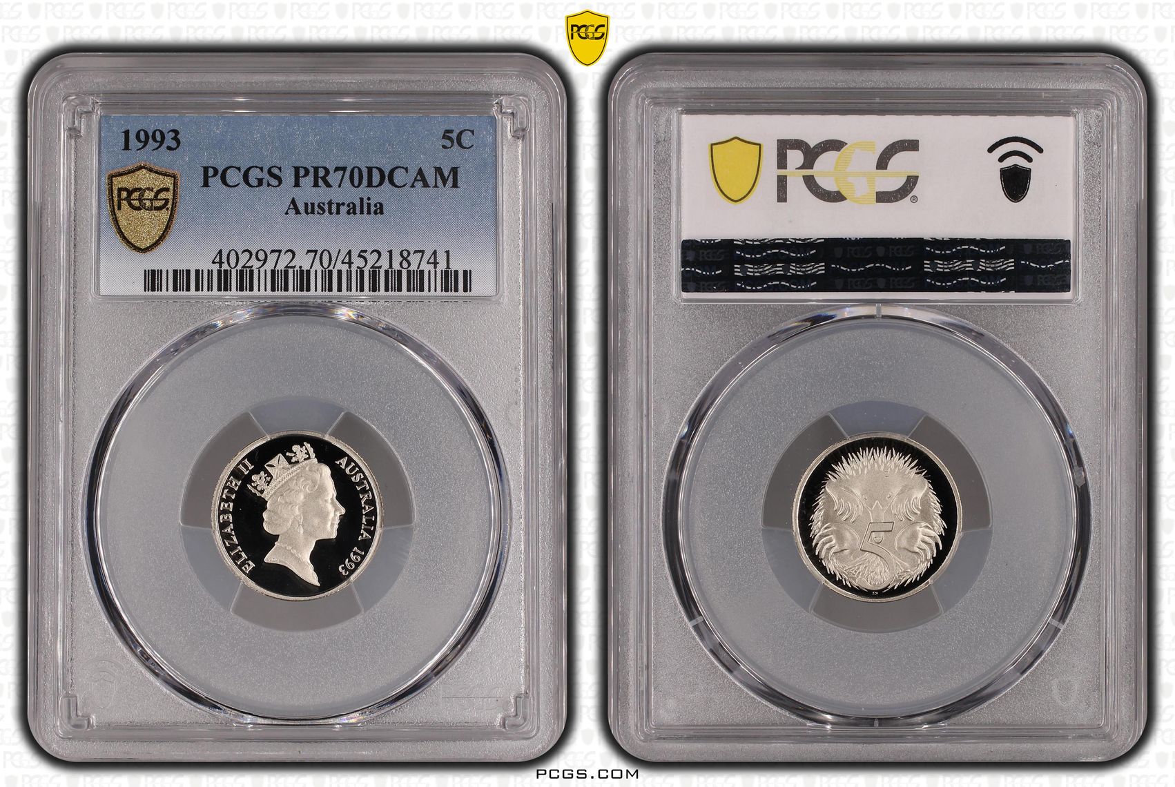 1993 Australian Five Cent, 5c Proof PCGS - PR70DCAM POP 33/0 -741
