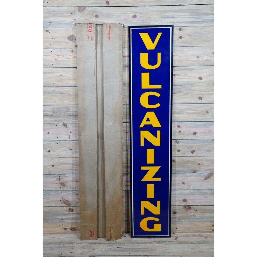 NOS Goodyear Vulcanizing Single Sided Porcelain Vertical Sign & Original Box TAC 9