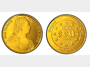 1989 BELGIUM 1oz GOLD 100 ECU COIN