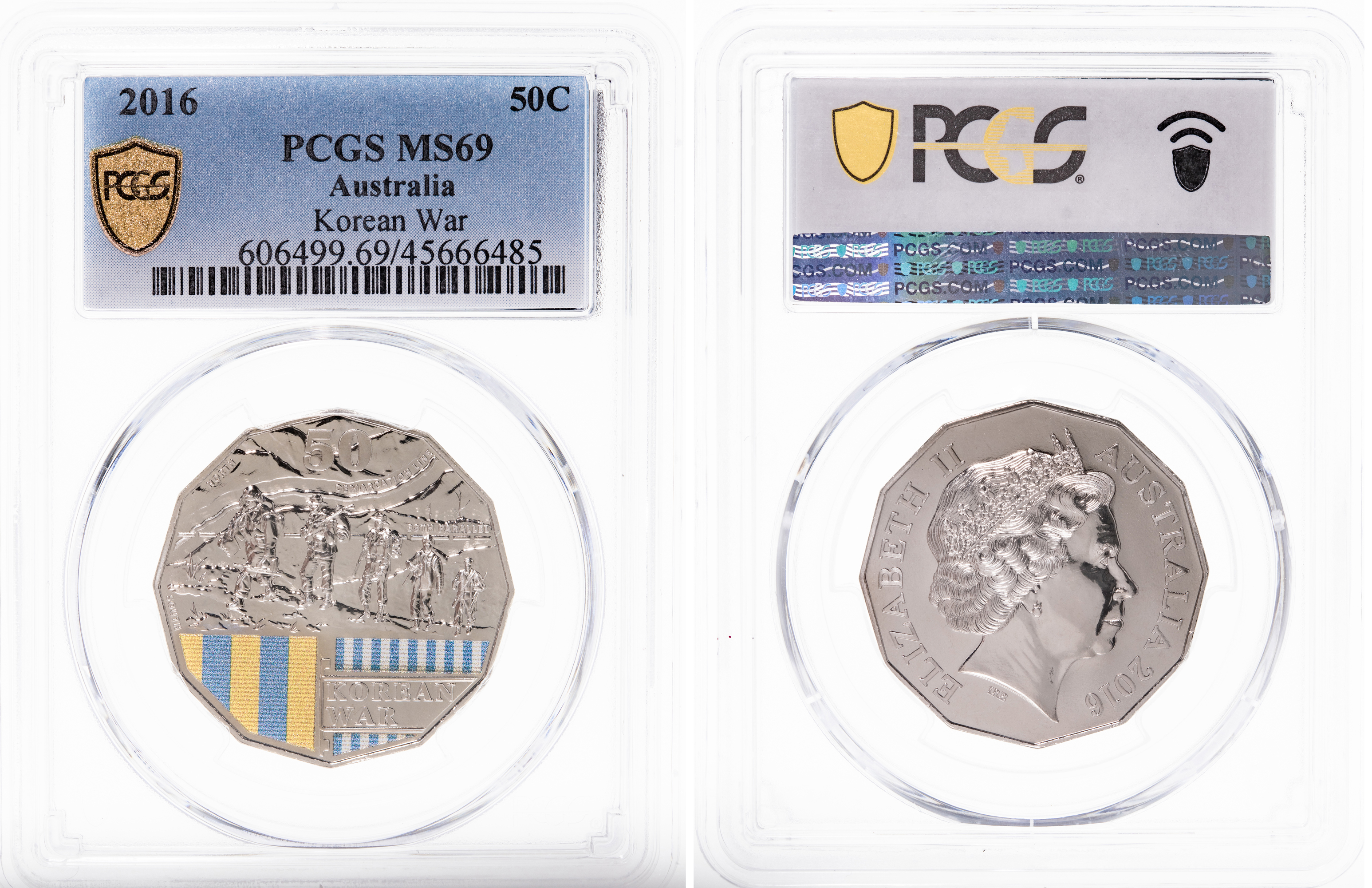 Elizabeth II, Korean War, Fifty Cent, 2016, PCGS MS 69