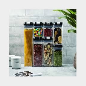 7 Pieces Of Air Tight Sealed Food Storage Container Set Black |