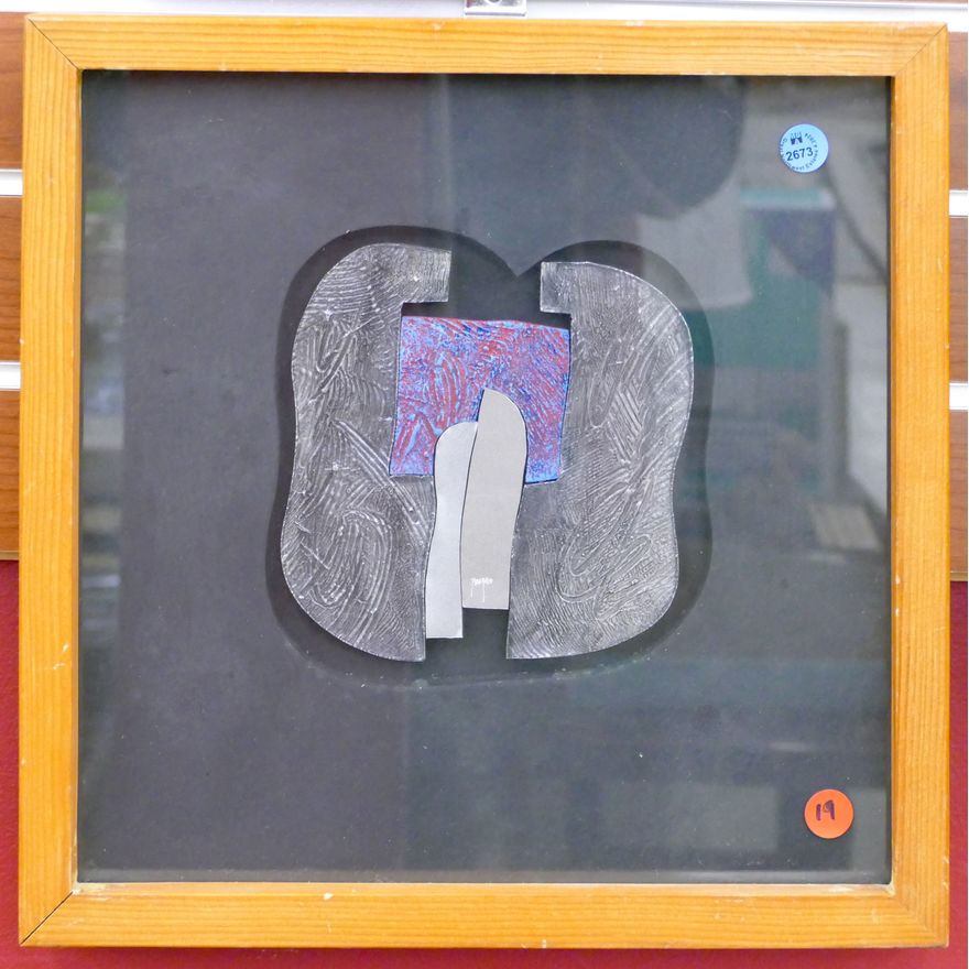 Jorge Fregoso Metal Abstract Textile Framed 14.5'' x 14.5''