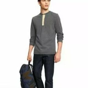 MEN'S LONG SLEEVE HENLEY SHIRT 3.1 PHILLIP LIM FOR TARGET GRAY SZ SM