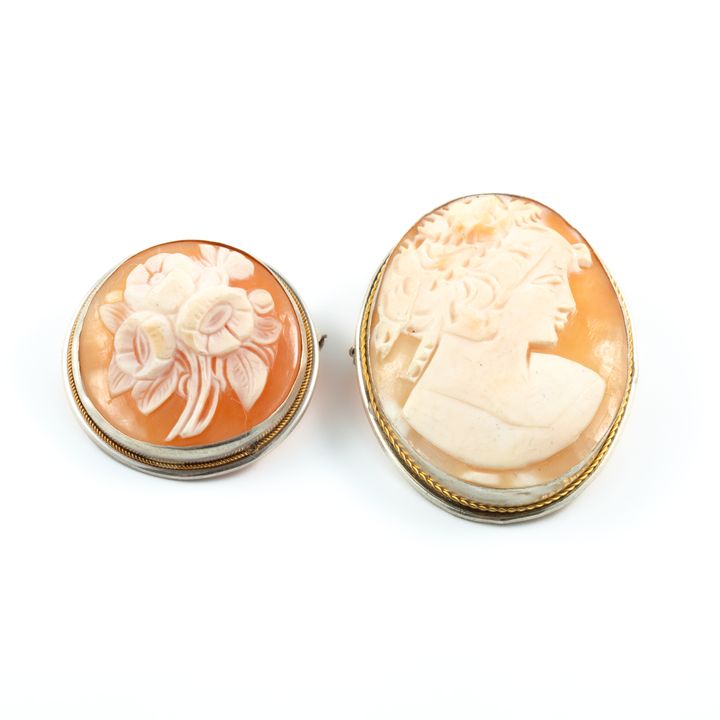 Two Vintage Silver Cameo Pendants/Brooches,