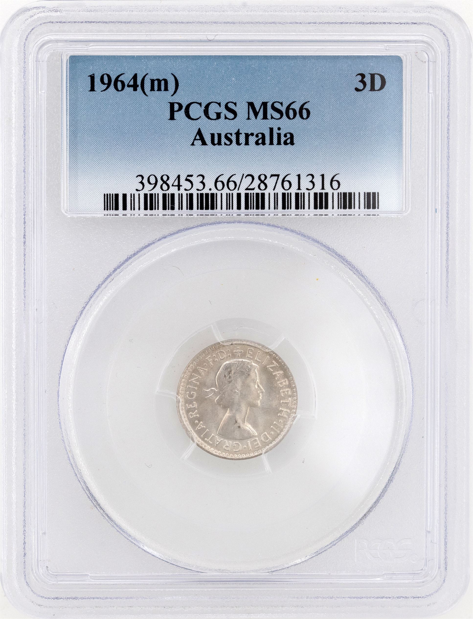 1964(m) Australia Threepence PCGS - MS66 -316