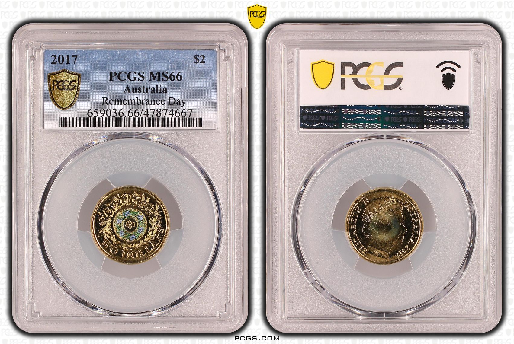 Elizabeth II, Remembrance Day, Two Dollar, 2017, PCGS MS66