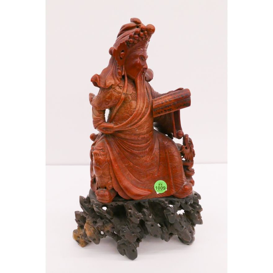 Old Chinese Soapstone Guardian Figure- 13''