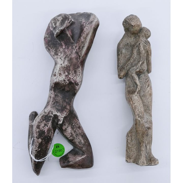 2pc Jan Kodet (1910-1974 Czech Republic) Small Figure Resin Sculptures 8'' Approx.