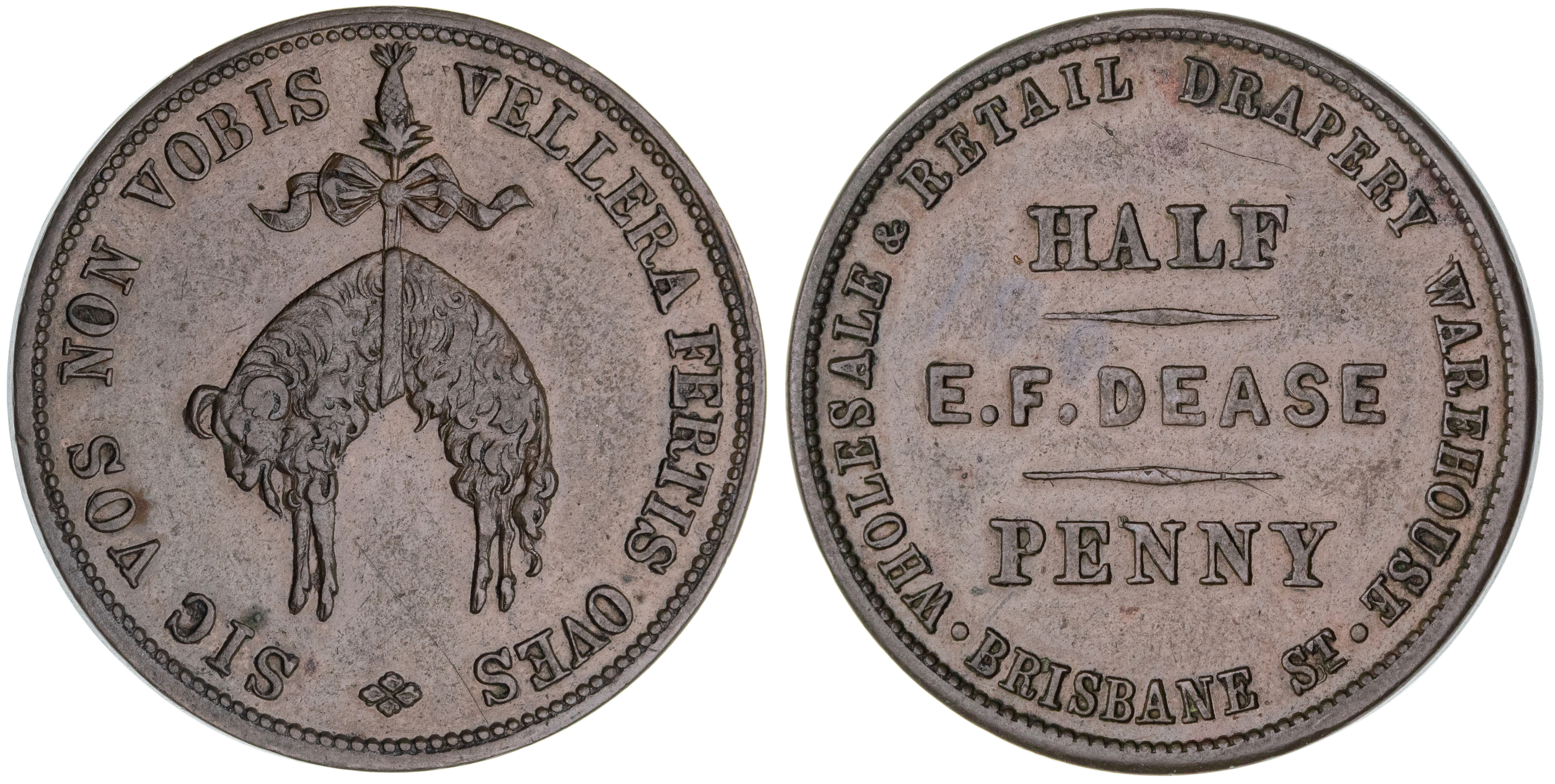 Launceston, Tasmania, E. F. Dease, Halfpenny, ND, EF