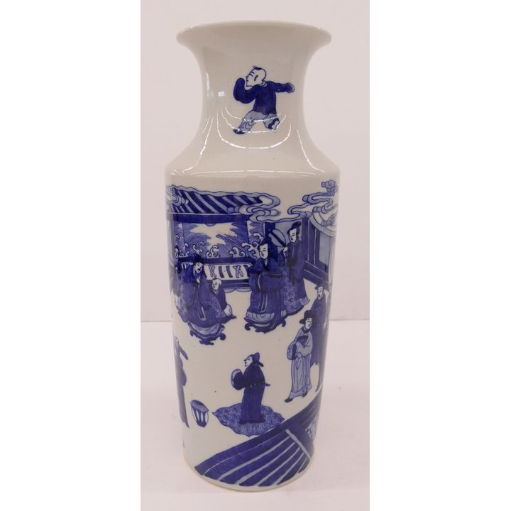 Chinese B&W Porcelain Scholars Vase- 18''