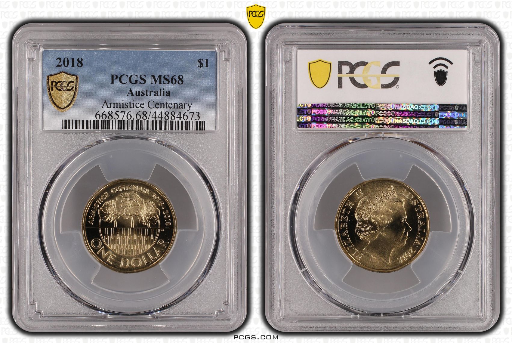Armistice Centenary, POP 6/0, One Dollar, 2018, PCGS MS68